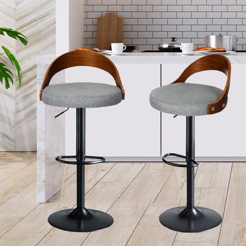 Levede 1x Bar Stools Kitchen Gas Lift Wooden Beech Stool Chair Swivel Barstools Payday Deals