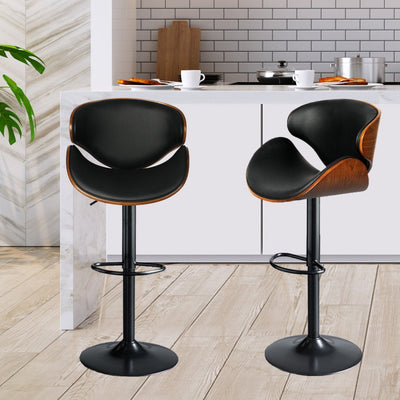 Levede 1x Bar Stools Kitchen Gas Lift Wooden Beech Stool Chair Swivel Barstools Payday Deals