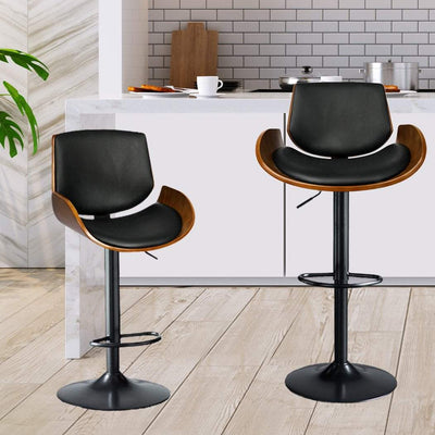 Levede 1x Bar Stools Kitchen Gas Lift Wooden Beech Stool Chair Swivel Barstools Payday Deals