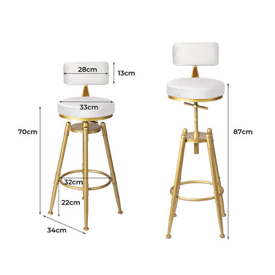 Levede 1x Bar Stools Kitchen Stool Chair Swivel Barstools Velvet Padded Seat Payday Deals