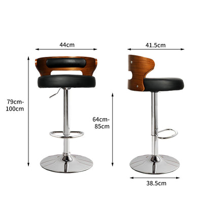 Levede 1x Kitchen Bar Stools Gas Lift Wooden Beech Stool Metal Black Barstools Payday Deals