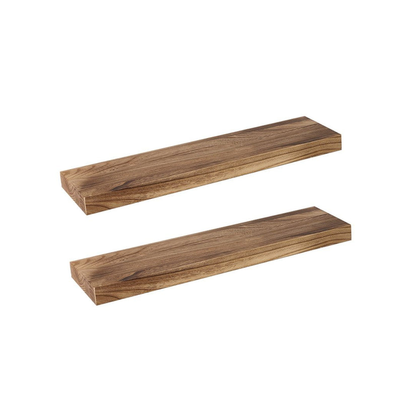 Levede 2 Pcs Floating Shelves Wall Mounted Storage Solid Wood Display Shelf Payday Deals