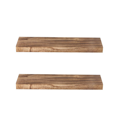 Levede 2 Pcs Floating Shelves Wall Mounted Storage Solid Wood Display Shelf Payday Deals