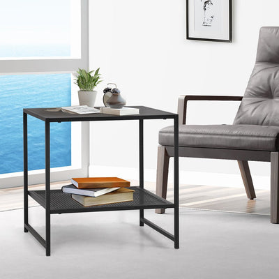 Levede 2-Tier Side Table Open Design Steel Home Shelf Compact Storage End Table Payday Deals