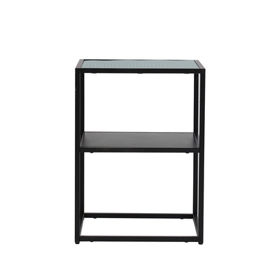 Levede 2-Tier Side Table Open Design Steel Home Shelf Safety Glass End Table Payday Deals