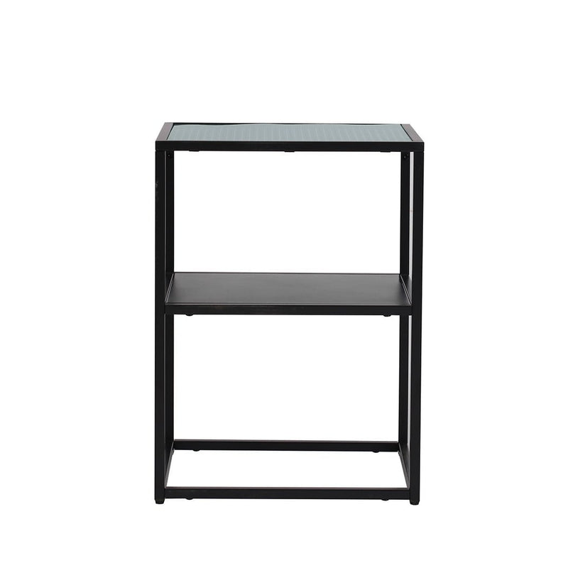 Levede 2-Tier Side Table Open Design Steel Home Shelf Safety Glass End Table Payday Deals