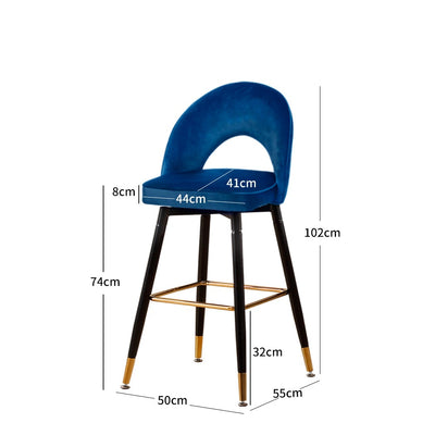 Levede 2x Bar Stools Kitchen Stool Chairs Velvet Swivel Barstools Luxury Blue Payday Deals