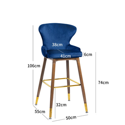 Levede 2x Bar Stools Kitchen Stool Chairs Velvet Swivel Barstools Luxury Blue Payday Deals