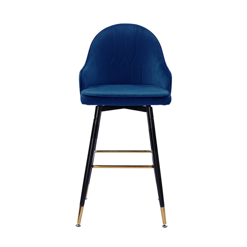 Levede 2x Bar Stools Stool Kitchen Chairs Swivel Velvet Barstools Vintage Blue Payday Deals