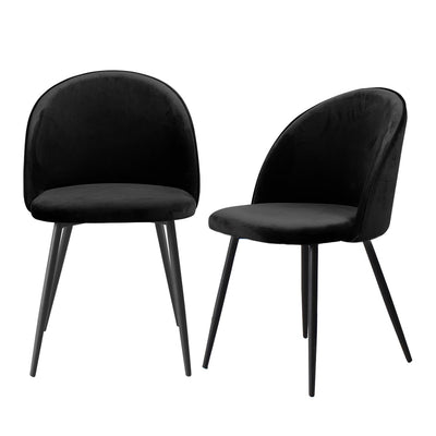 Levede 2x Dining Chairs Kitchen Cafe Lounge Chair Sofa Upholstered Velvet Black Payday Deals