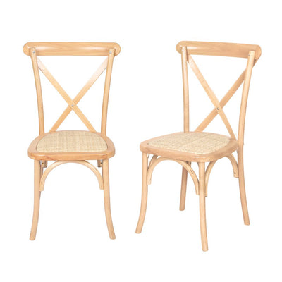 Levede 2x Dining Chairs Kitchen Table Chair Natural Wood Rattan Seat Cafe Lounge Payday Deals