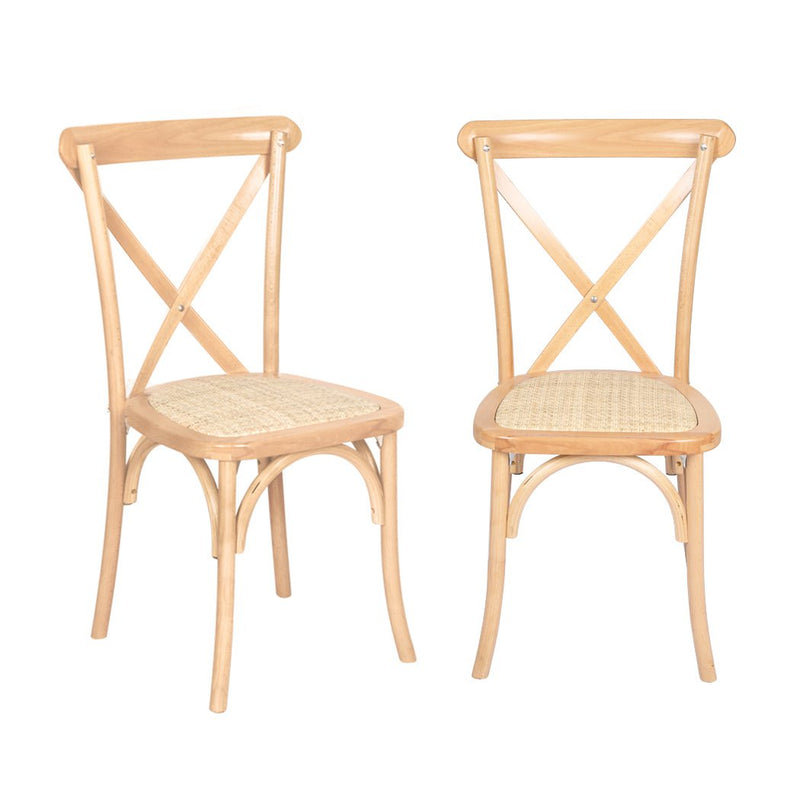 Levede 2x Dining Chairs Kitchen Table Chair Natural Wood Rattan Seat Cafe Lounge Payday Deals