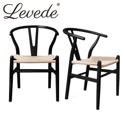 Levede 2x Dining Chairs Wooden Hans Wegner Chair Wishbone Chair Cafe Lounge Seat