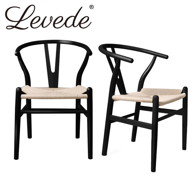 Levede 2x Dining Chairs Wooden Hans Wegner Chair Wishbone Chair Cafe Lounge Seat Payday Deals