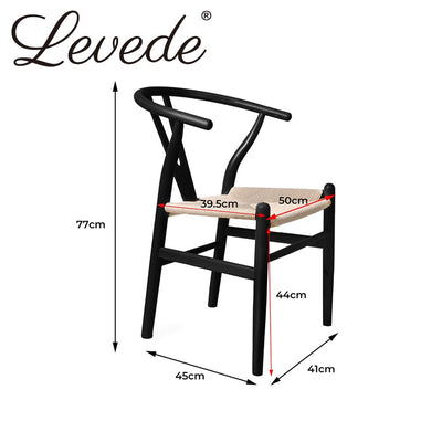 Levede 2x Dining Chairs Wooden Hans Wegner Chair Wishbone Chair Cafe Lounge Seat Payday Deals