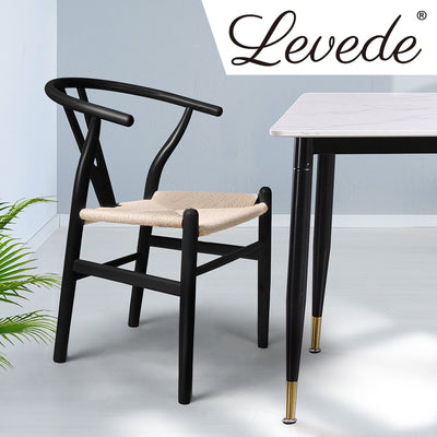 Levede 2x Dining Chairs Wooden Hans Wegner Chair Wishbone Chair Cafe Lounge Seat Payday Deals