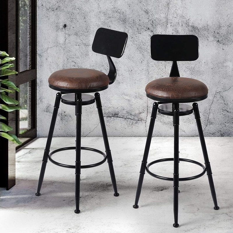 Levede 2x Industrial Bar Stools Kitchen Stool PU Leather Barstools Chairs Payday Deals
