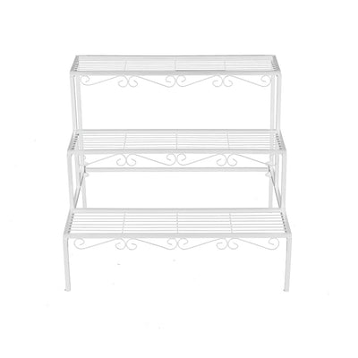 Levede 3 Tier Rectangle Metal Plant Stand Flower Pot Planter Corner Shelf White Payday Deals