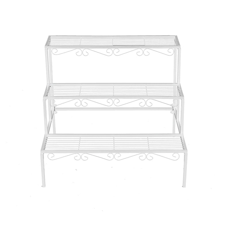 Levede 3 Tier Rectangle Metal Plant Stand Flower Pot Planter Corner Shelf White Payday Deals