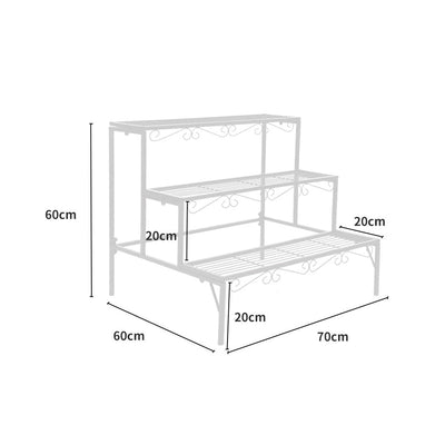 Levede 3 Tier Rectangle Metal Plant Stand Flower Pot Planter Corner Shelf White Payday Deals