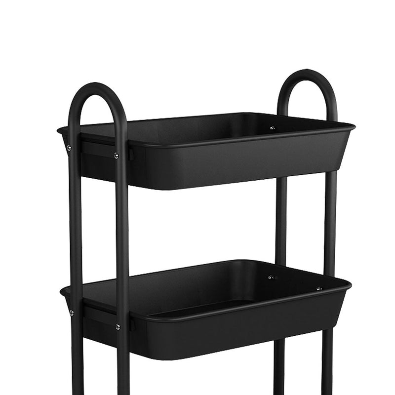 Levede 3 Tiers Kitchen Storage Trolley Cart Steel Rack Shelf Organiser Black Payday Deals