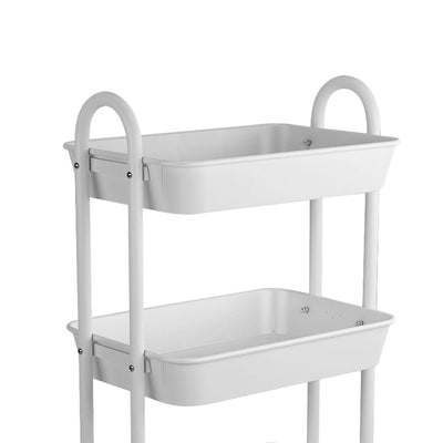 Levede 3 Tiers Kitchen Storage Trolley Cart Steel Rack Shelf Organiser White Payday Deals