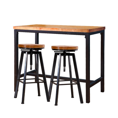 Levede 3pc Industrial Pub Table Bar Stools Wood Chair Set Home Kitchen Furniture