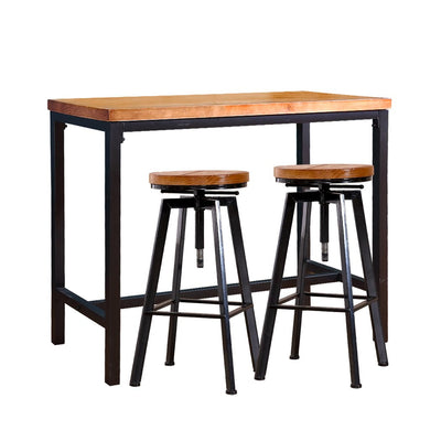 Levede 3pc Industrial Pub Table Bar Stools Wood Chair Set Home Kitchen Furniture Payday Deals