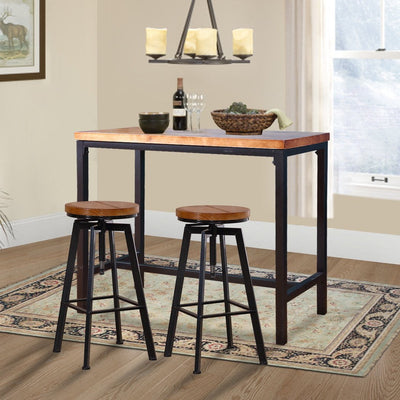 Levede 3pc Industrial Pub Table Bar Stools Wood Chair Set Home Kitchen Furniture Payday Deals