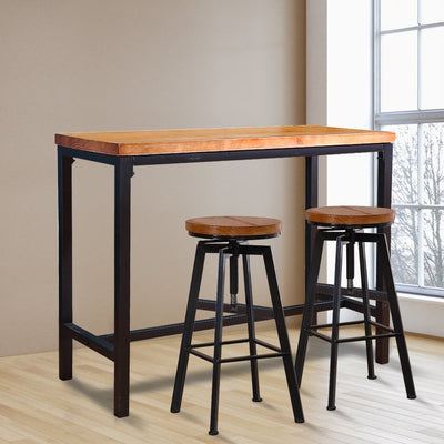 Levede 3pc Industrial Pub Table Bar Stools Wood Chair Set Home Kitchen Furniture Payday Deals