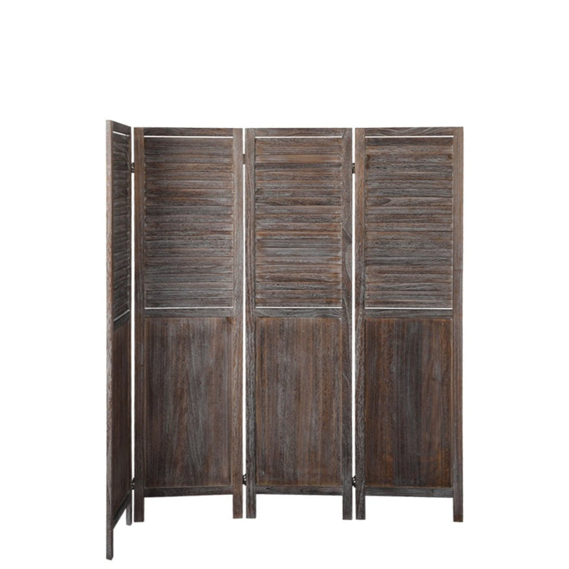 Levede 4 Panel Room Divider Folding Screen Privacy Dividers Stand Wood Brown Payday Deals