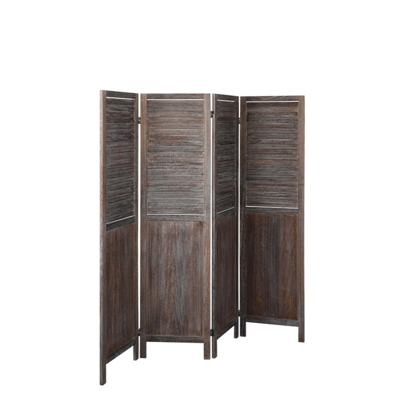 Levede 4 Panel Room Divider Folding Screen Privacy Dividers Stand Wood Brown Payday Deals