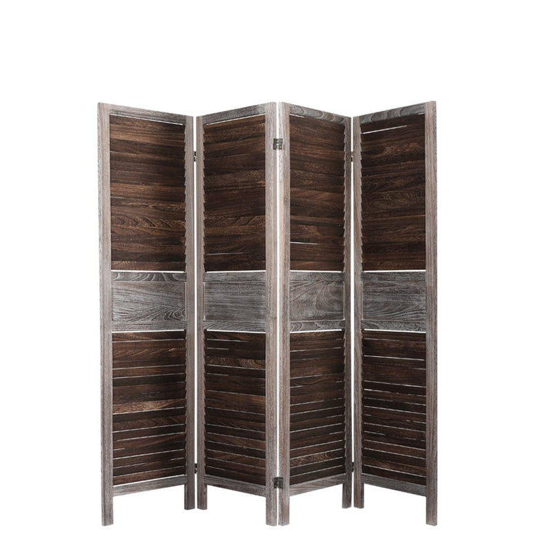 Levede 4 Panel Room Divider Folding Screen Privacy Dividers Stand Wood Brown Payday Deals