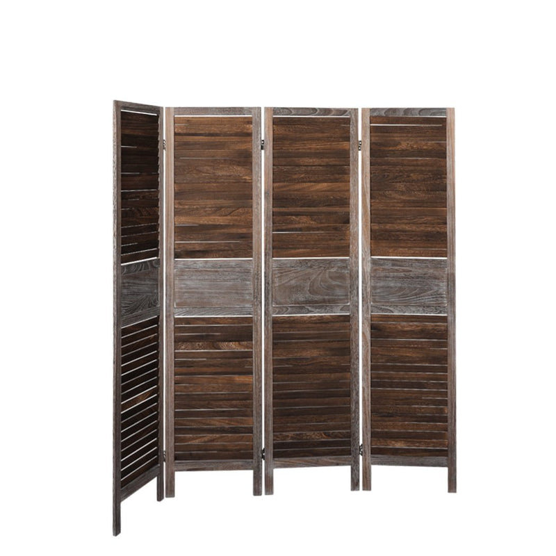 Levede 4 Panel Room Divider Folding Screen Privacy Dividers Stand Wood Brown Payday Deals