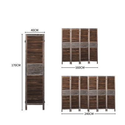 Levede 4 Panel Room Divider Folding Screen Privacy Dividers Stand Wood Brown Payday Deals