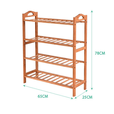 Levede 4 Tiers Bamboo Shoe Rack Storage Organizer Wooden Shelf Stand Shelves Payday Deals