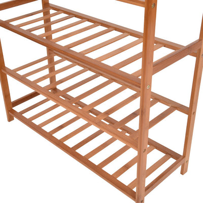 Levede 4 Tiers Bamboo Shoe Rack Storage Organizer Wooden Shelf Stand Shelves Payday Deals