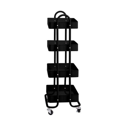 Levede 4 Tiers Kitchen Trolley Cart Steel Storage Rack Shelf Organiser Black Payday Deals