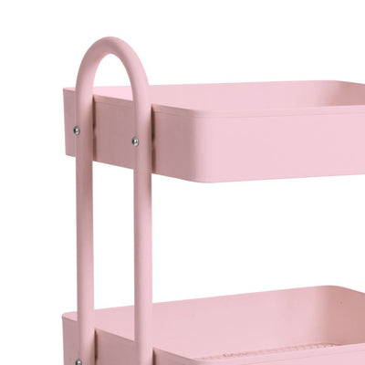 Levede 4 Tiers Kitchen Trolley Cart Steel Storage Rack Shelf Organiser Pink Payday Deals