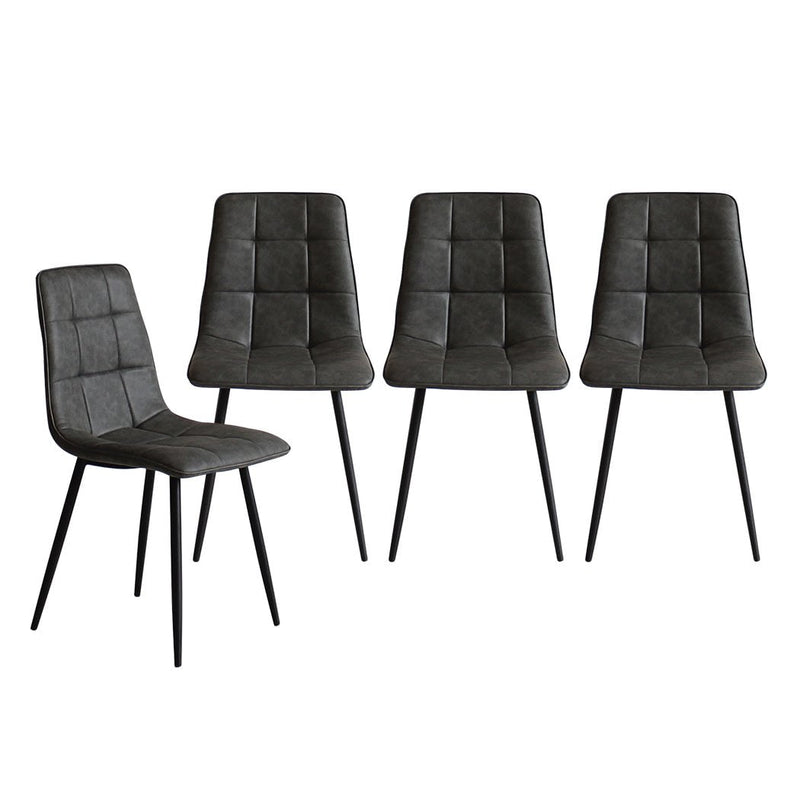 Levede 4x Dining Chairs Kitchen Table Chair Lounge Room Padded Seat PU Leather Payday Deals