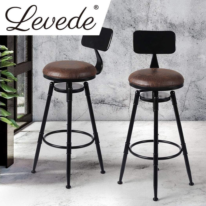 Levede 4x Industrial Bar Stools Kitchen Stool PU Leather Barstools Chairs Payday Deals