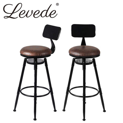 Levede 4x Industrial Bar Stools Kitchen Stool PU Leather Barstools Chairs Payday Deals