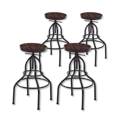 Levede 4x Industrial Bar Stools Kitchen Stool Wooden Barstools Swivel Chair