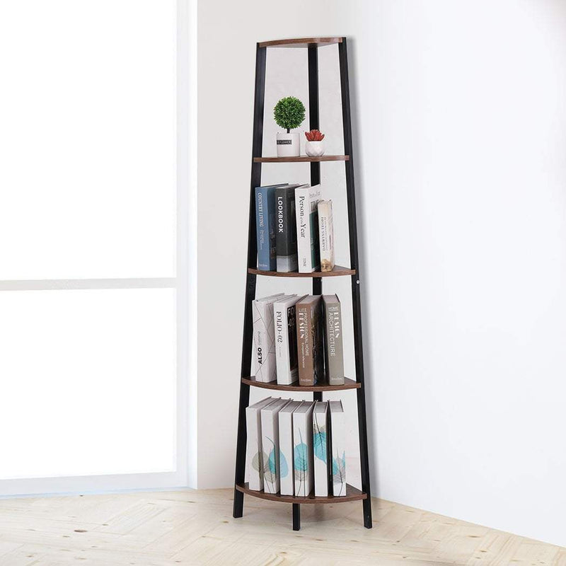Levede 5 Tier Corner Shelf Industrial Ladder Shelf Wooden Storage Display Rack Payday Deals