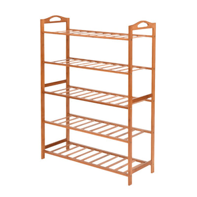 Levede 5 Tiers Bamboo Shoe Rack Storage Organizer Wooden Shelf Stand Shelves Payday Deals