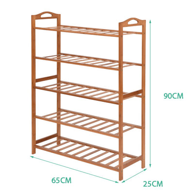 Levede 5 Tiers Bamboo Shoe Rack Storage Organizer Wooden Shelf Stand Shelves Payday Deals