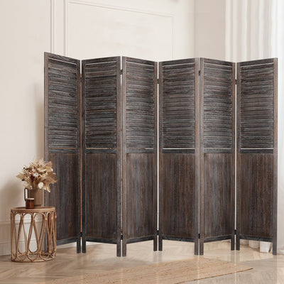 Levede 6 Panel Room Divider Folding Screen Privacy Dividers Stand Wood Brown Payday Deals