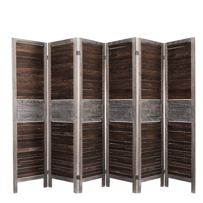 Levede 6 Panel Room Divider Folding Screen Privacy Dividers Stand Wood Brown Payday Deals