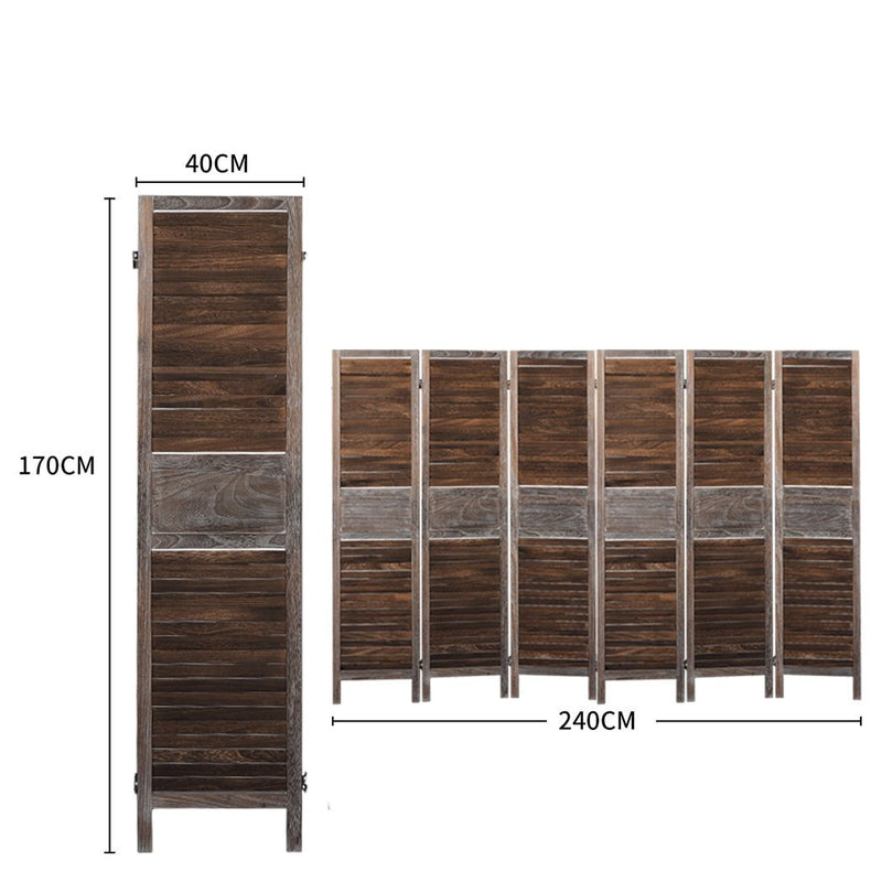Levede 6 Panel Room Divider Folding Screen Privacy Dividers Stand Wood Brown Payday Deals