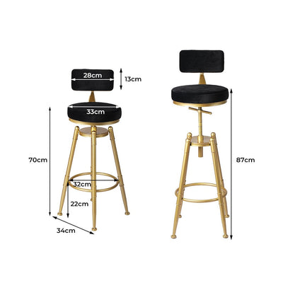 Levede Bar Stools Kitchen Stool Chair Swivel Barstools Velvet Padded Seat Black Payday Deals